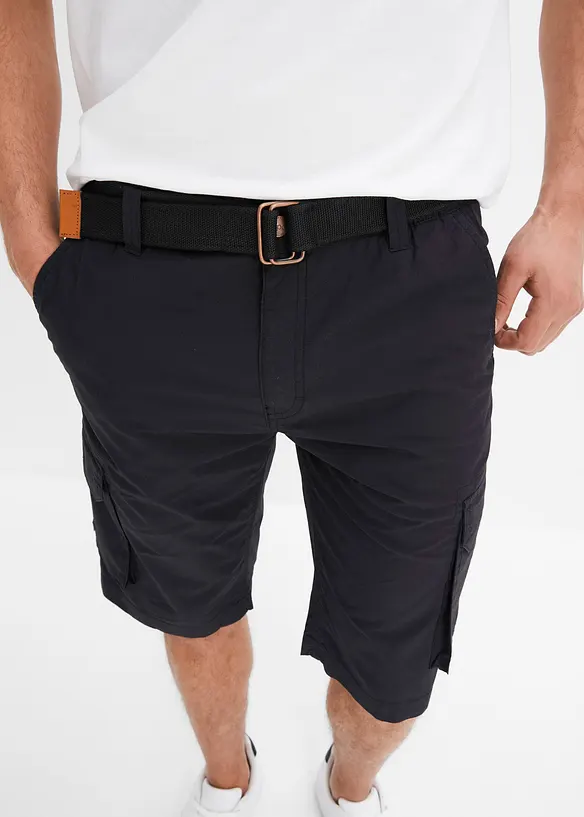 Cargoshorts med resårmidja och skärp, Regular Fit, bonprix