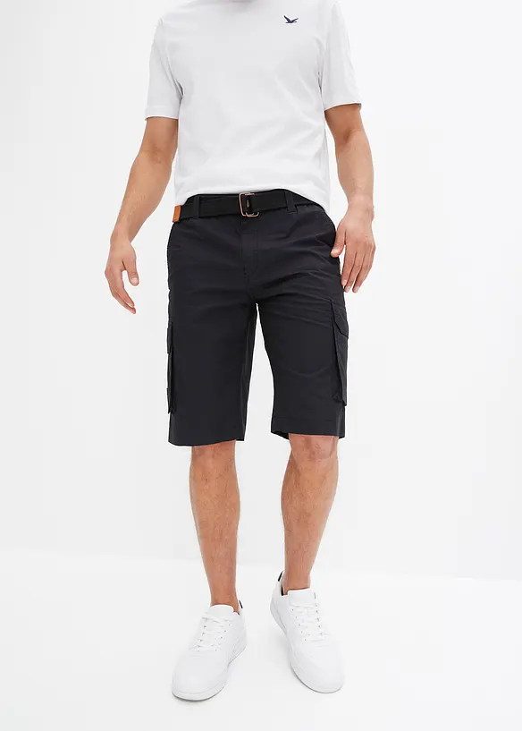 Cargoshorts med resårmidja och skärp, Regular Fit, bonprix