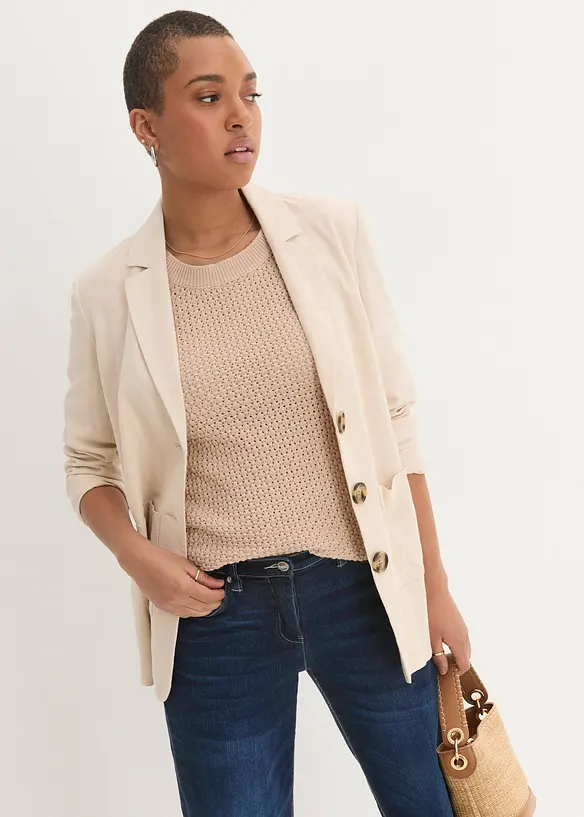 Wide Leg Jeans Mid Waist, med bekväm midja, bonprix