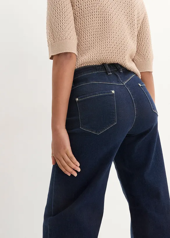 Wide Leg Jeans Mid Waist, med bekväm midja, bonprix