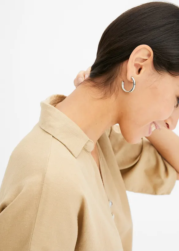 Blus i linneblandning, bonprix