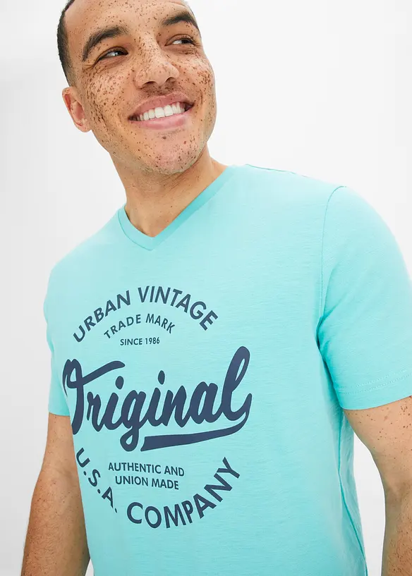 T-shirt med V-ringning i ren bomull, bonprix