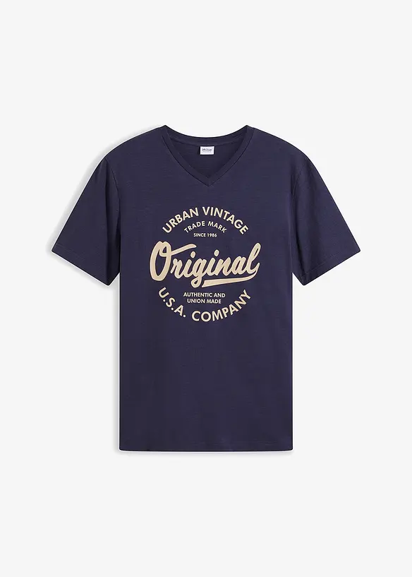 T-shirt med V-ringning i ren bomull, bonprix