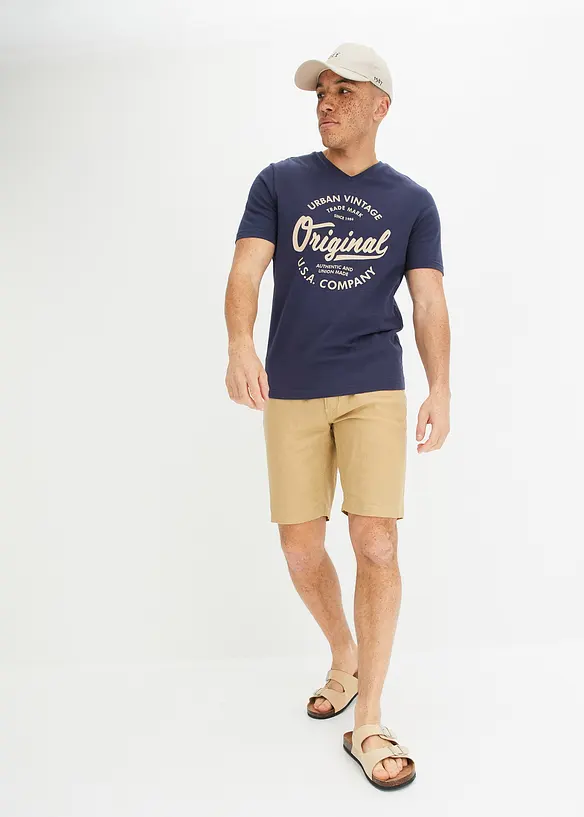 T-shirt med V-ringning i ren bomull, bonprix