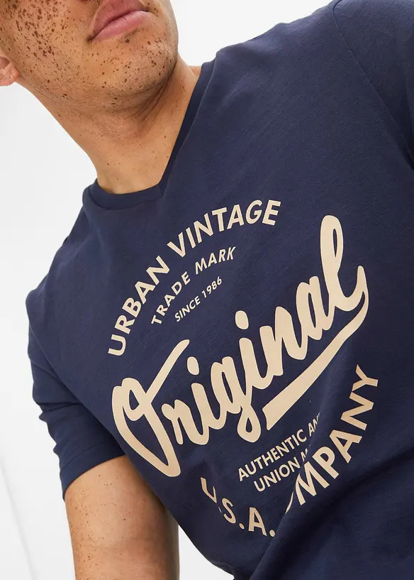 T-shirt med V-ringning i ren bomull, bonprix