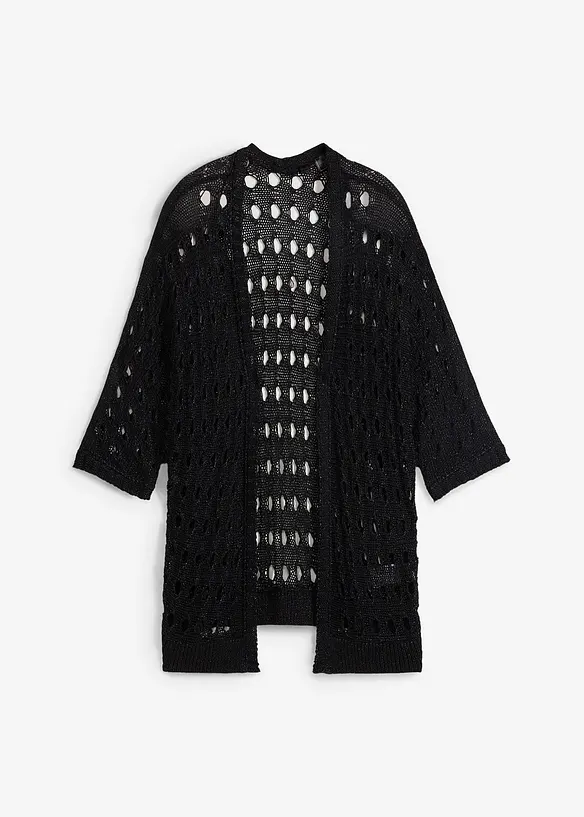 Hålmönstrad cardigan med glittrande tråd, bonprix