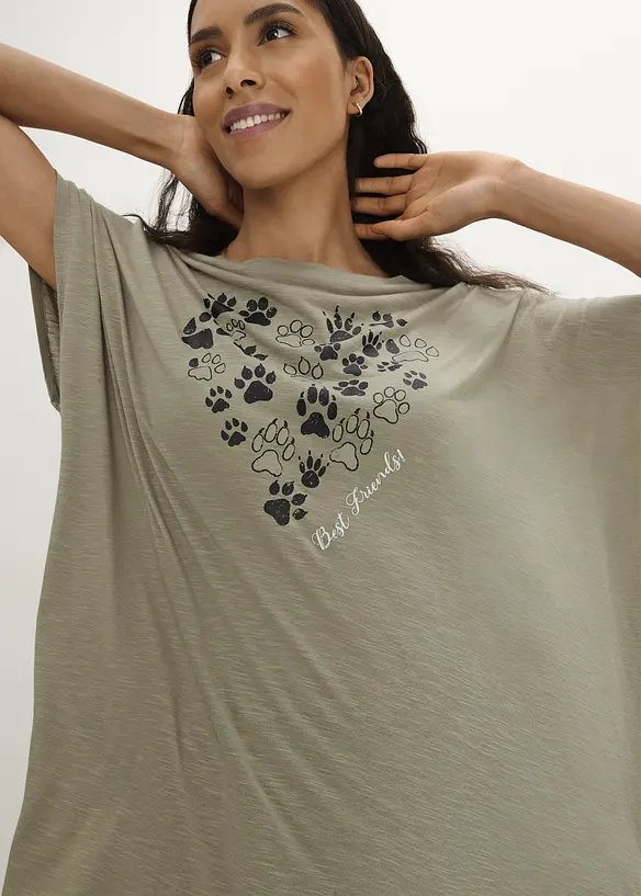 Bigshirt i lätt material med tryck, bonprix