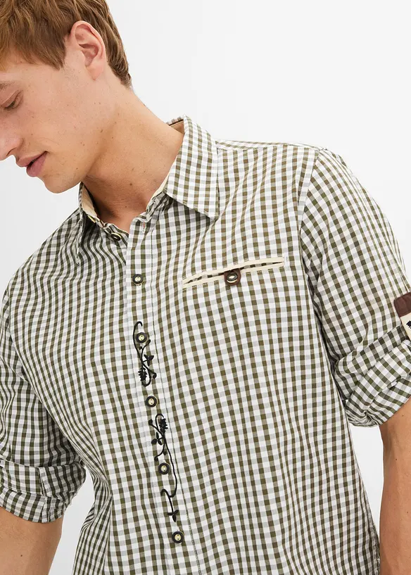 Folkdräktsinspirerad skjorta med uppvikbara ärmar, bonprix