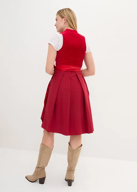 Dirndl med sammetlivstycke och satinförkläde (2 delar), bonprix