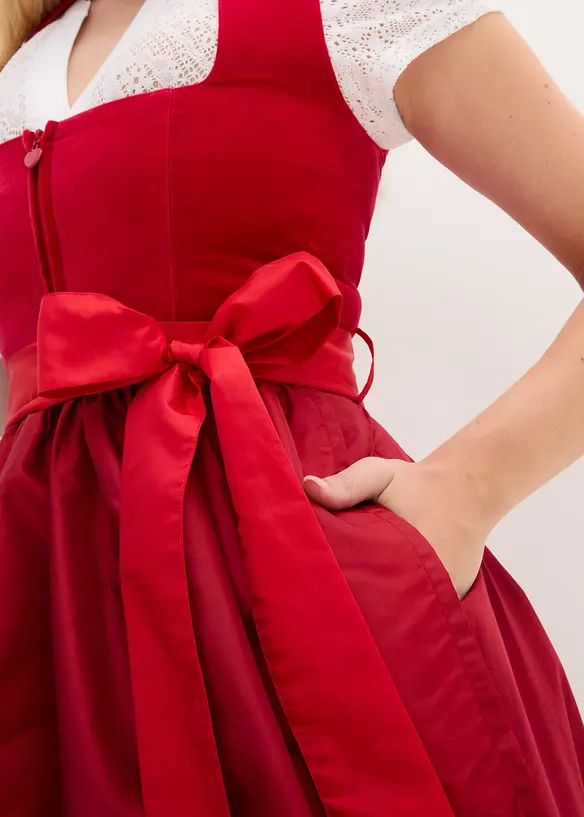 Dirndl med sammetlivstycke och satinförkläde (2 delar), bonprix