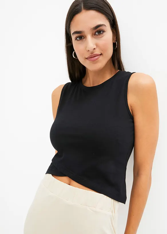 Croppat linne i mjuk bomullsmix, bonprix