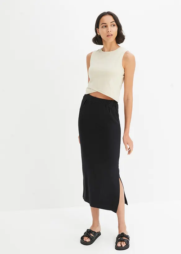 Croppat linne i mjuk bomullsmix, bonprix
