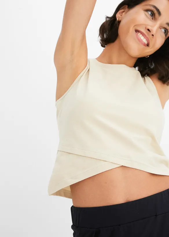 Croppat linne i mjuk bomullsmix, bonprix