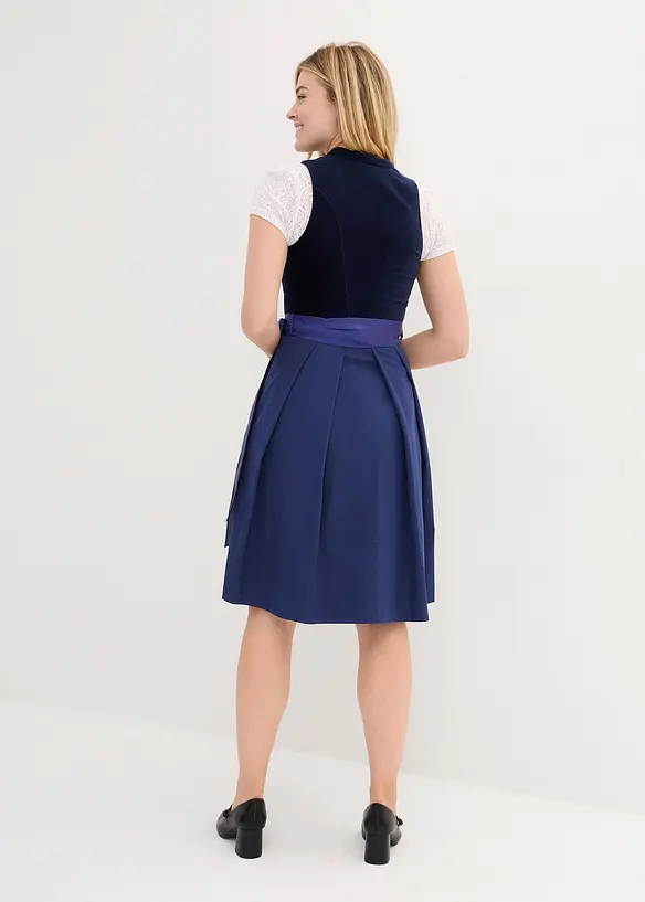 Dirndl med sammetlivstycke och satinförkläde (2 delar), bonprix