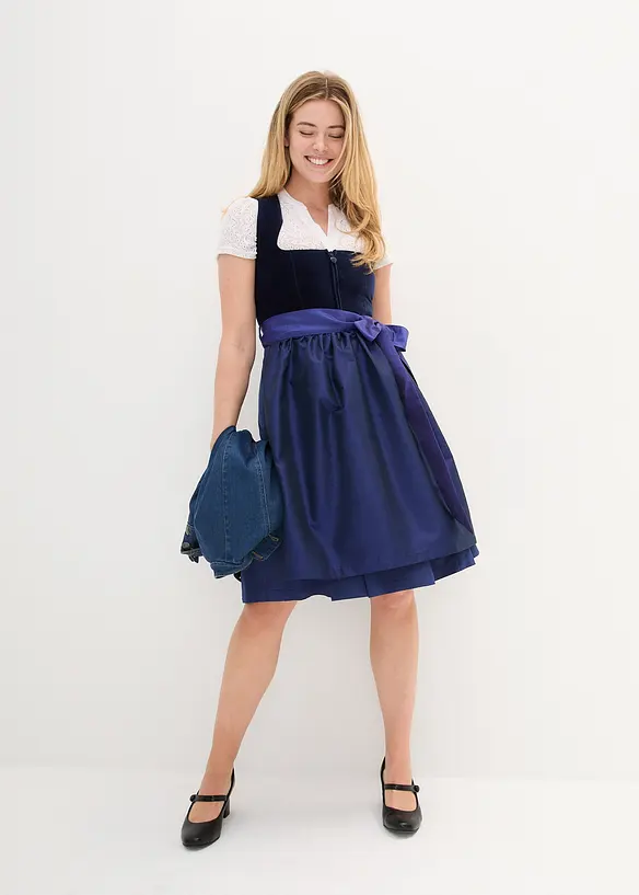 Dirndl med sammetlivstycke och satinförkläde (2 delar), bonprix