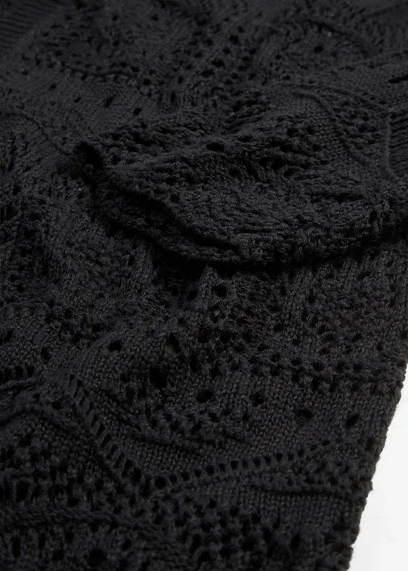 Lång hålmönstrad cardigan, bonprix