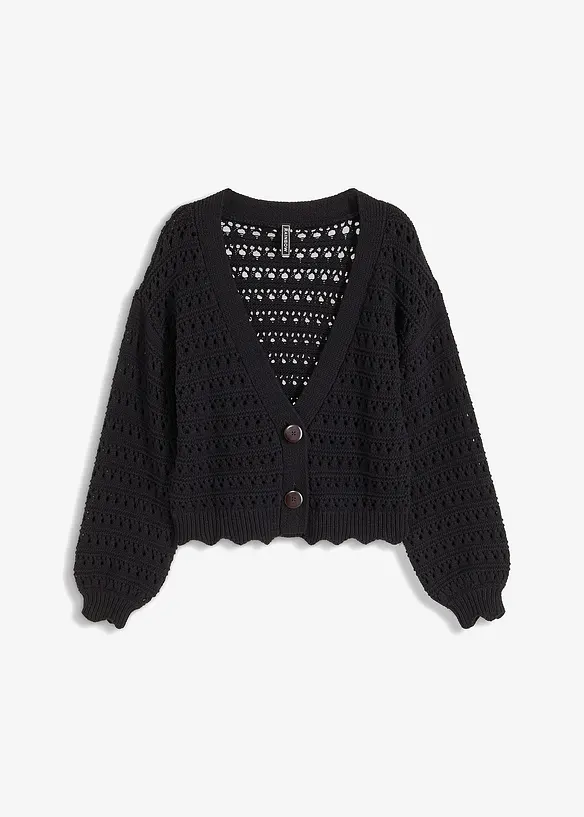 Cardigan med hålmönster av ren bomull, bonprix