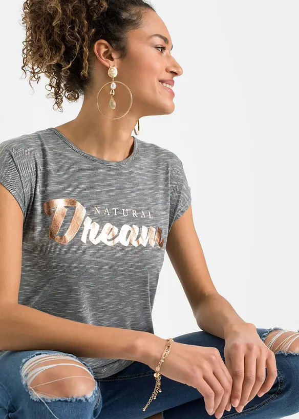 Lång topp med viskosandel, bonprix