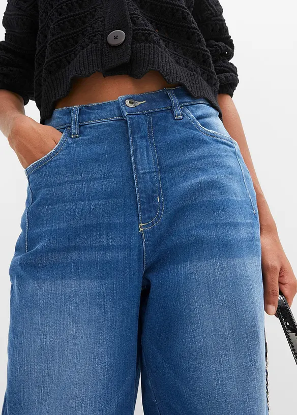 Barreljeans, High Waist, ekologisk bomull, bonprix
