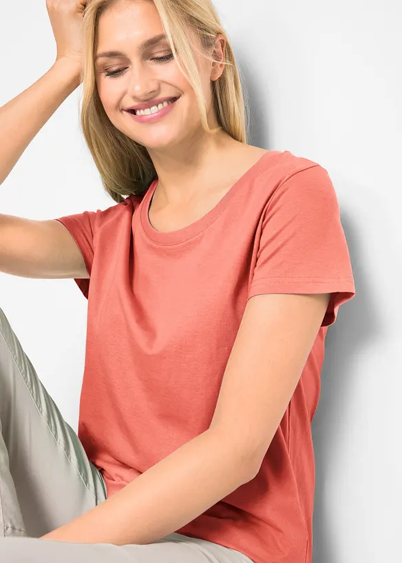 T-shirt med rund halsringning (5-pack), kortärmad, bonprix