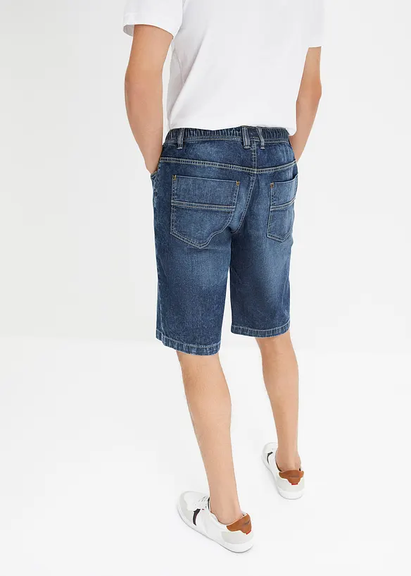 Dra på-bermudas i tunn denim, Slim Fit, bonprix