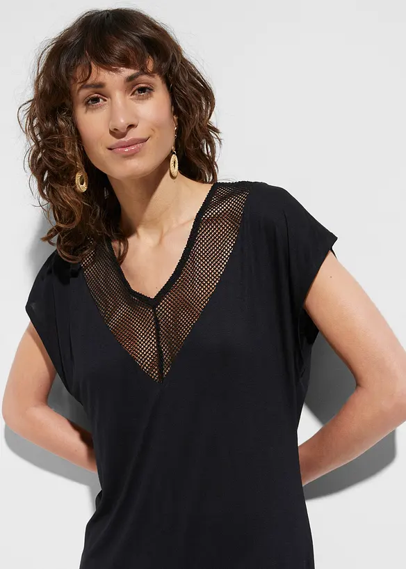 Transparent strandklänning i viskos, bonprix