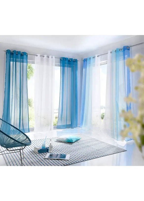 Gardin med färgskiftning i återvunnen polyester (2-pack), bonprix