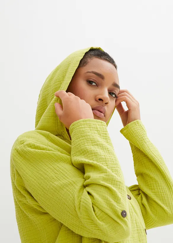 Muslinblus med luva i ren bomull, bonprix