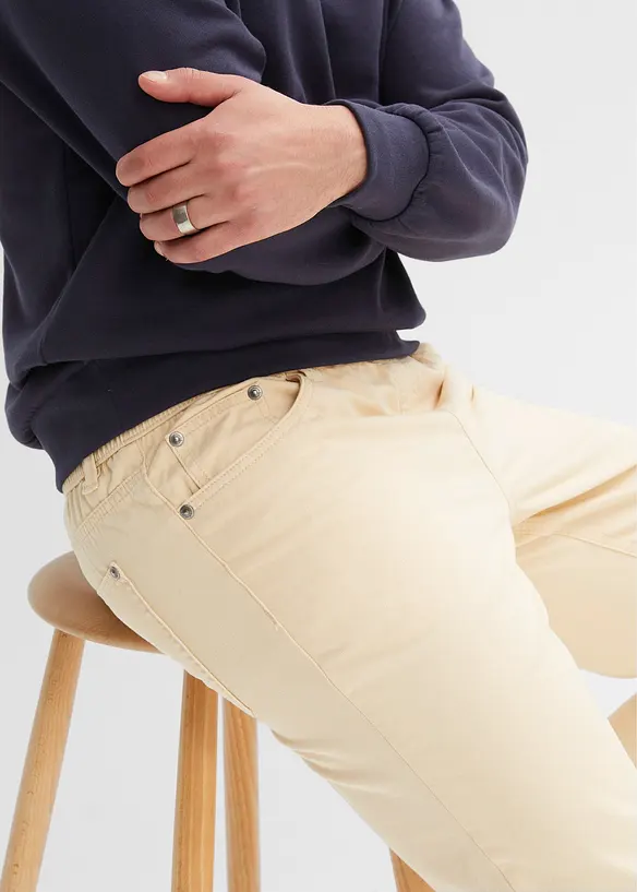 Dra-på byxa med raka ben i ren bomull, Regular Fit, bonprix