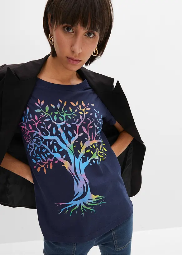 T-shirt med tryck i ekologisk bomull, bonprix