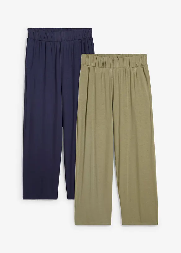 Vid 7/8-byxa med hög midja (2-pack), bonprix