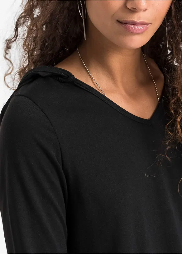Jerseyklänning med luva, bonprix