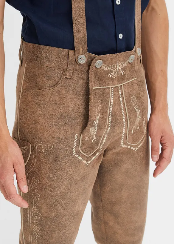 Folkdräktsinspirerad knäbyxa i skinnimitation, bonprix