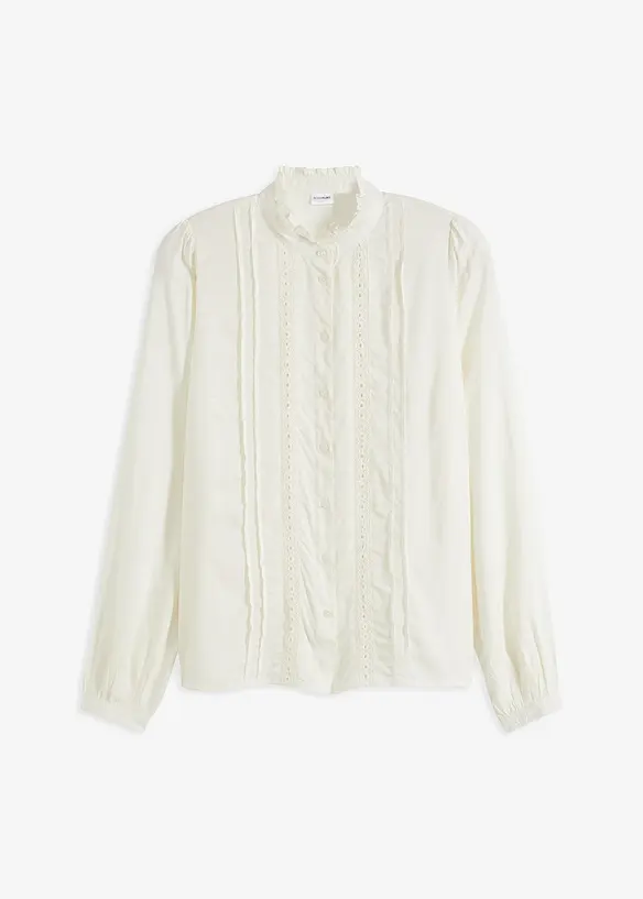 Blus med hålbroderi, bonprix
