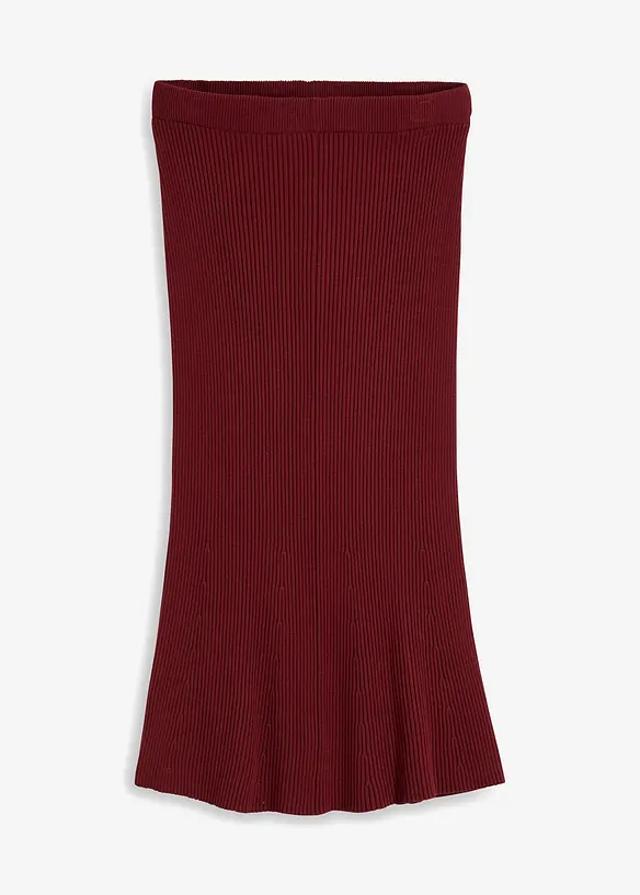 Ribbstickad kjol i viskosmix, bonprix