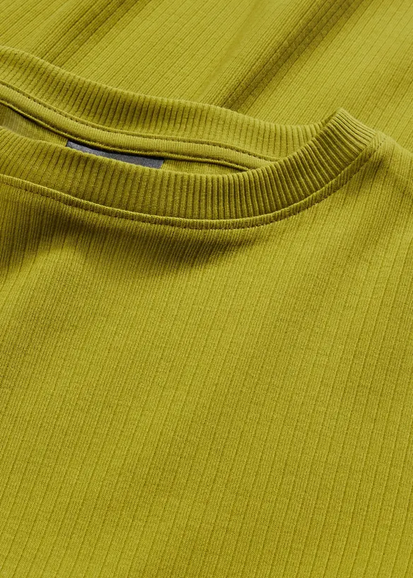 Ribbstickad långärmad T-shirt i ren bomull, bonprix