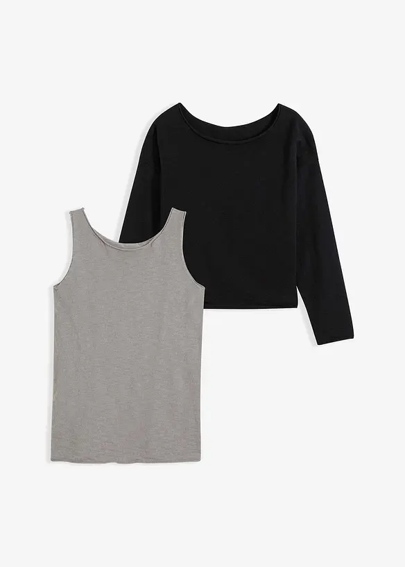 Tröja och linne av ren bomull (2-delat set), bonprix