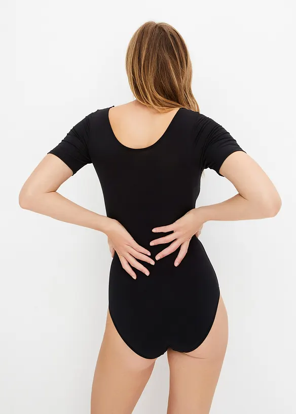 Body i modal med spets och halvlånga ärmar, bonprix