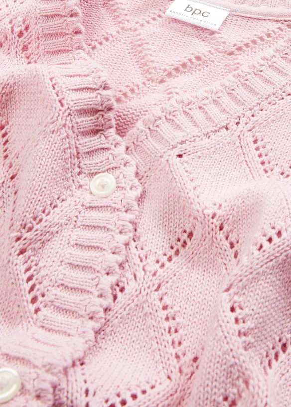 Stickad hålmönstrad cardigan, bonprix