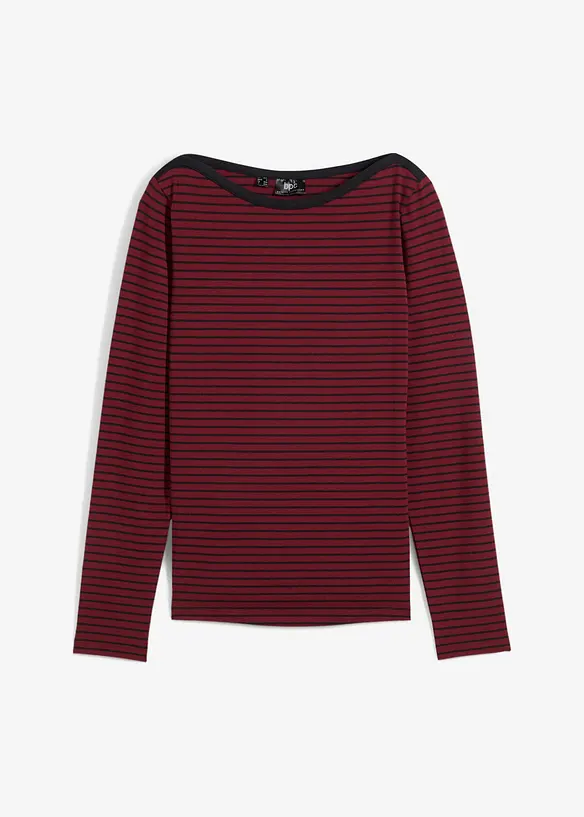 Randig långärmad T-shirt med båtringning, bonprix