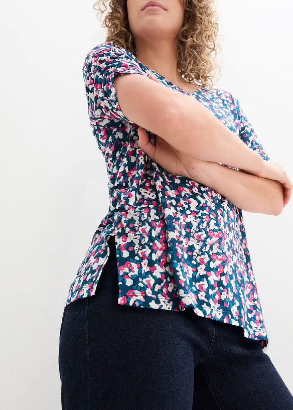 Jerseytopp av viskosmix med linneandel, bonprix