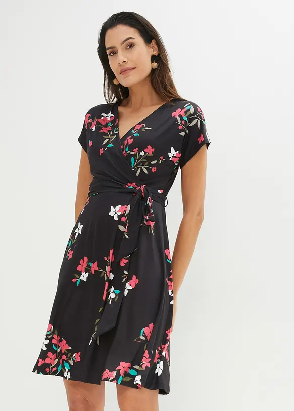 Jerseyklänning med omlottlook, bonprix
