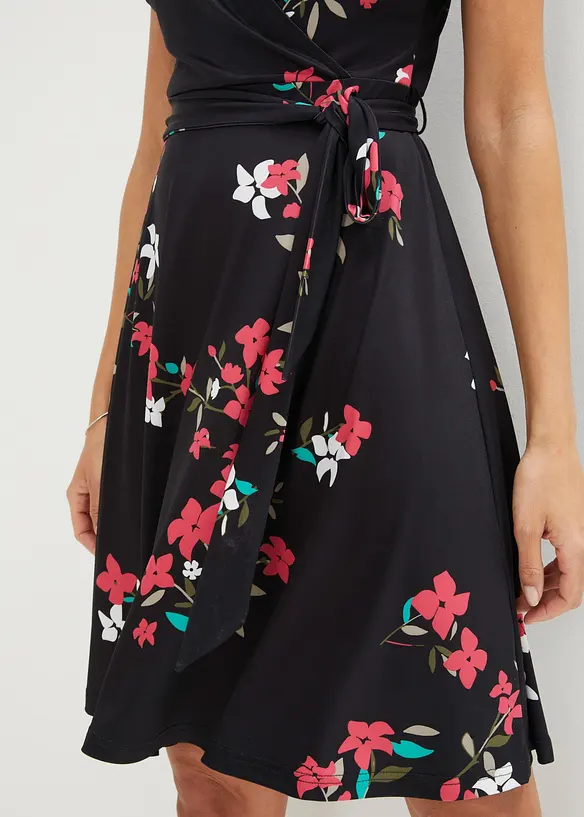 Jerseyklänning med omlottlook, bonprix