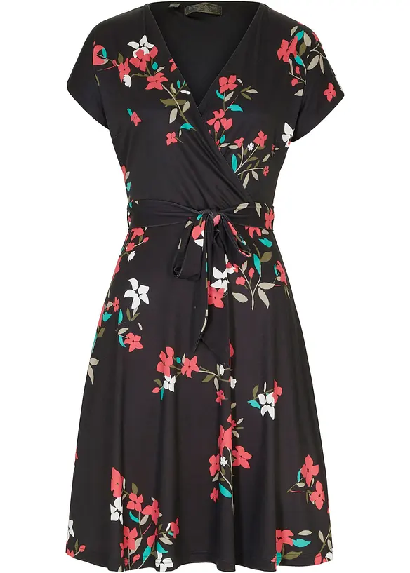 Jerseyklänning med omlottlook, bonprix