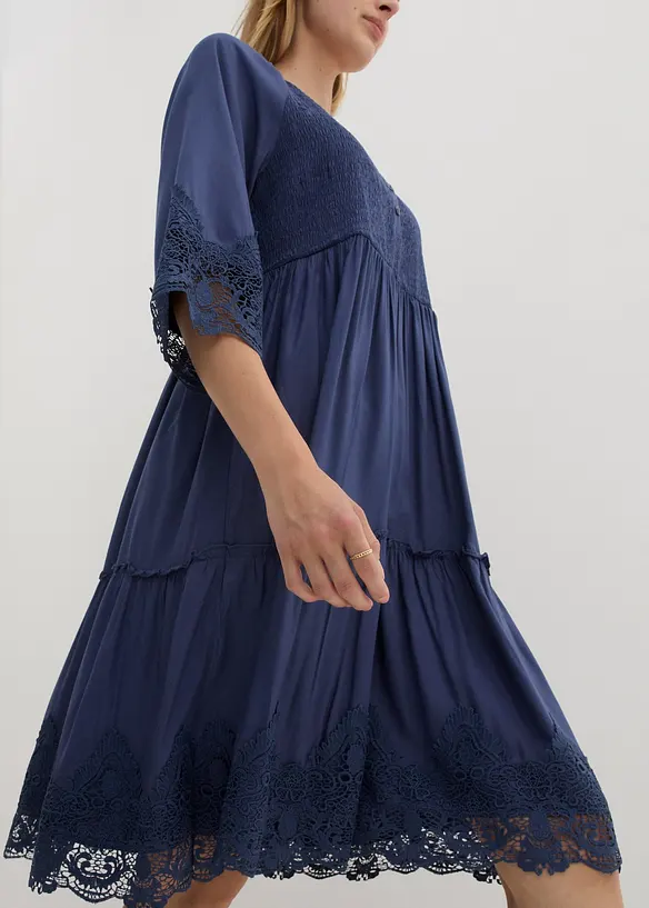 Skjortklänning med spets, bonprix