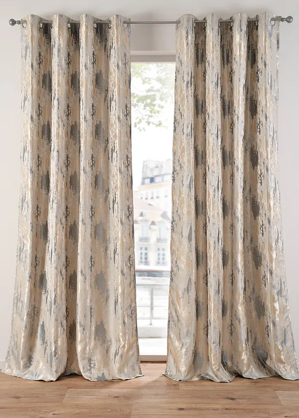 Färdigsydd gardinlängd i jacquard med glansig look (1-pack), bonprix