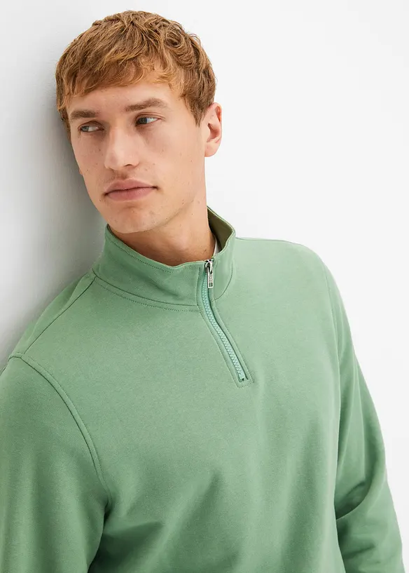 Sweatshirt med krage och kort dragkedja, bonprix