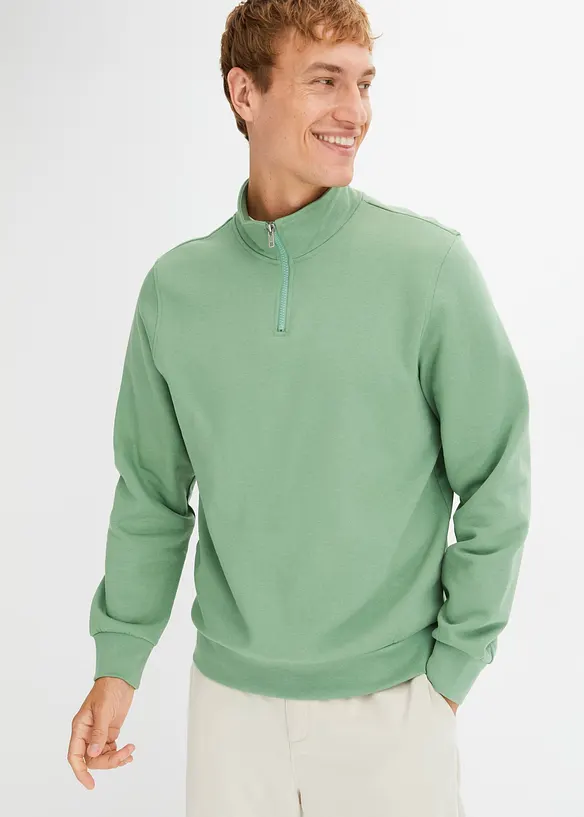 Sweatshirt med krage och kort dragkedja, bonprix
