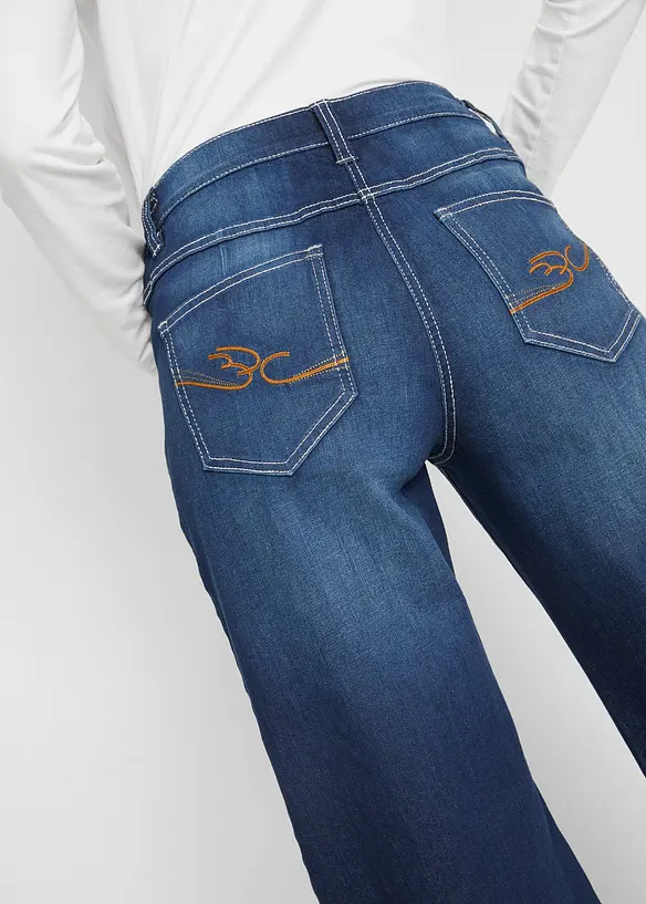 Wide Leg Jeans Mid Waist, med bekväm midja, bonprix