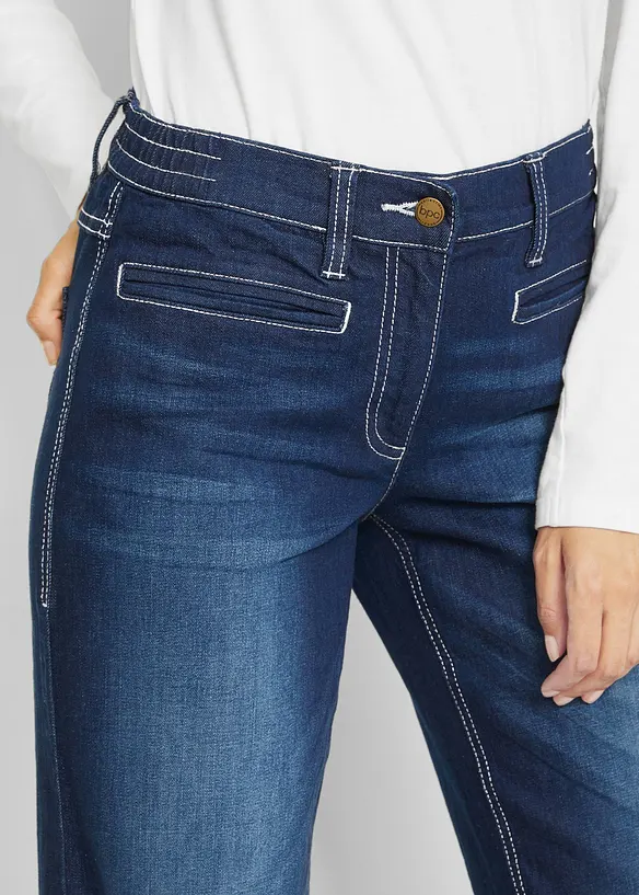 Wide Leg Jeans Mid Waist, med bekväm midja, bonprix
